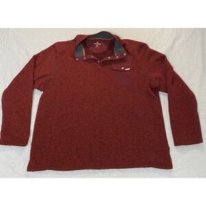 Woolrich Sweater Knit Fleece Pullover XXL Red Snap Neck Outdoor